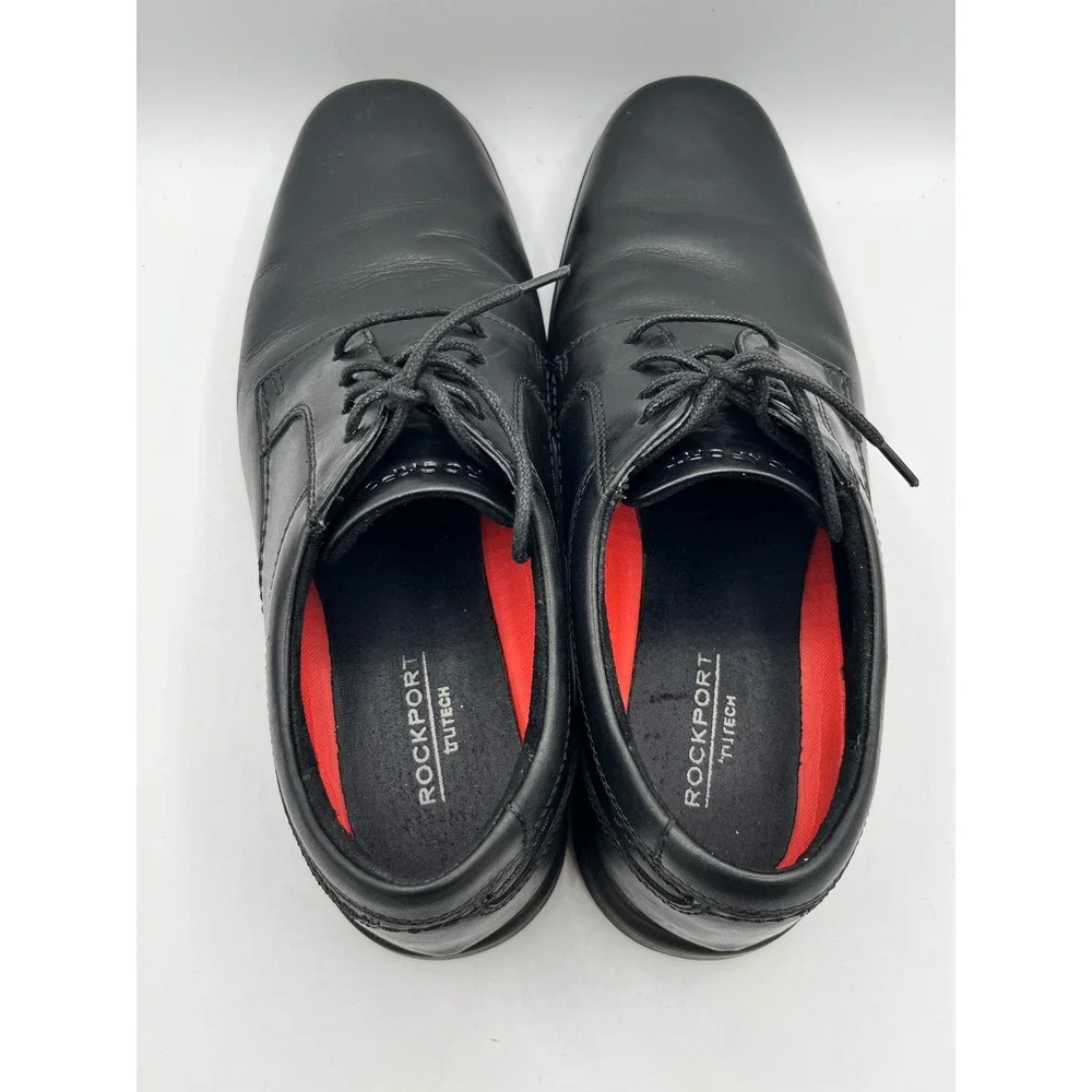 Rockport Men CI0821 truTECH Black Leather Slip Resistant Derby Shoes Size 9.5 M